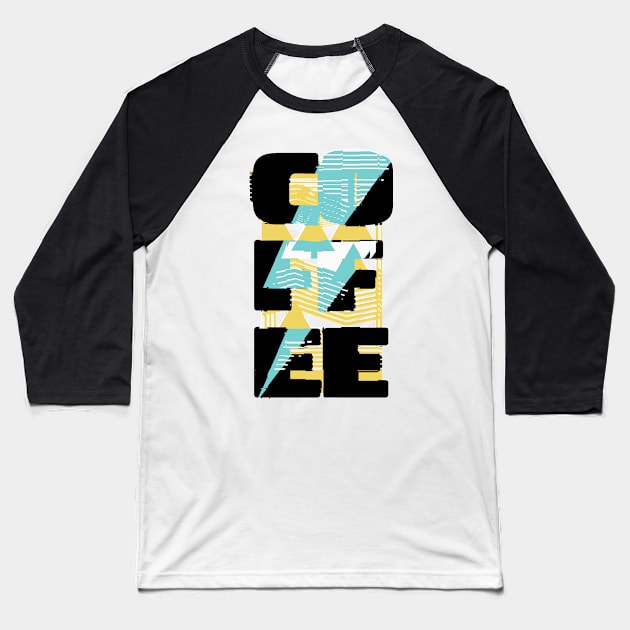 80s Style Coffee Bolt Baseball T-Shirt by Coffee Hotline